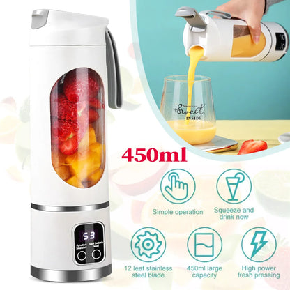 Portable USB Blender – Rechargeable Smoothie Maker (450ml)